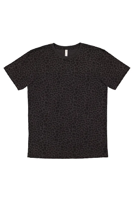 LAT Mens Fine Jersey Short Sleeve Crewneck T-Shirt - Black Leopard