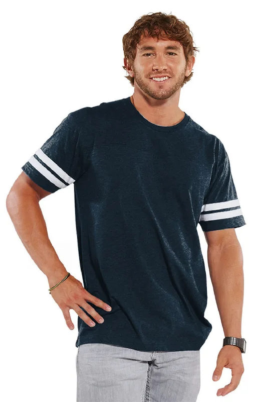 LAT Mens Fine Jersey Short Sleeve Crewneck T-Shirt - Vintage Navy Blue/White