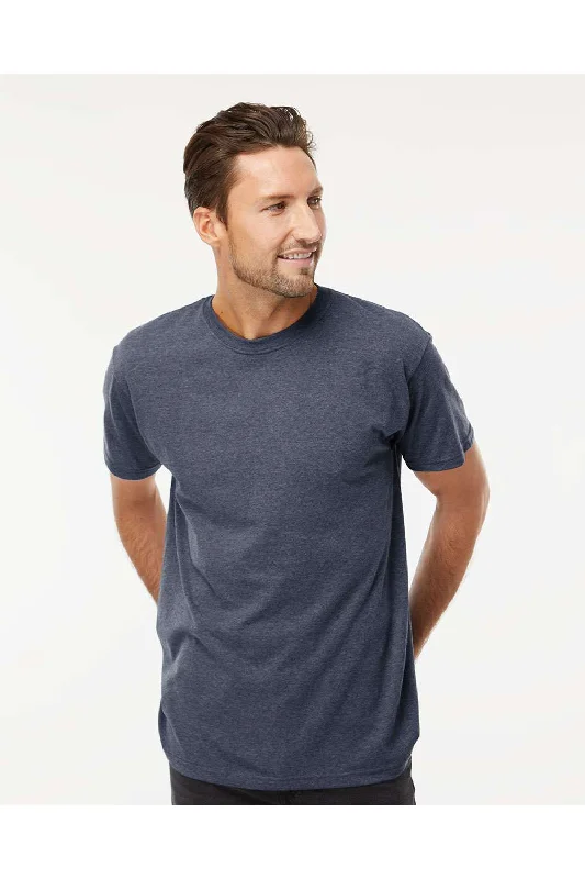 M&O Mens Gold Soft Touch Short Sleeve Crewneck T-Shirt - Heather Navy Blue