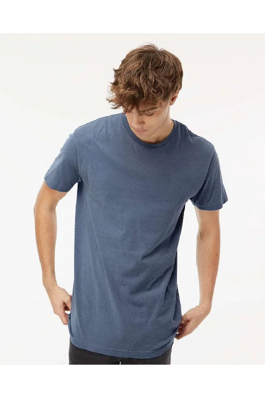 M&O Mens Vintage Garment Dyed Short Sleeve Crewneck T-Shirt - Blue Jean