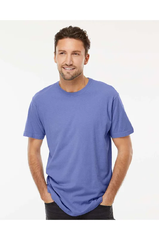 M&O Mens Vintage Garment Dyed Short Sleeve Crewneck T-Shirt - Periwinkle