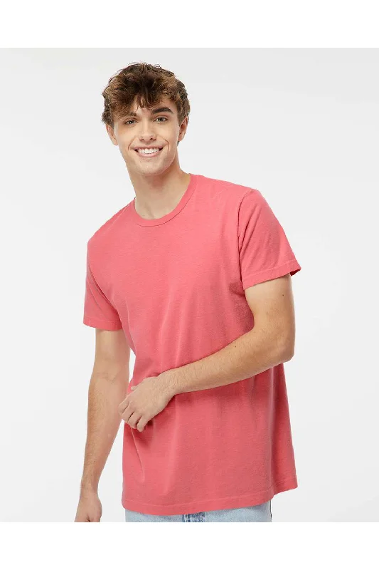 M&O Mens Vintage Garment Dyed Short Sleeve Crewneck T-Shirt - Watermelon Red