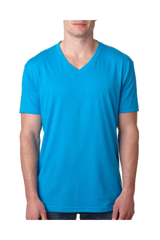 Next Level Mens CVC Jersey Short Sleeve V-Neck T-Shirt - Turquoise Blue