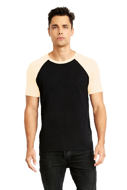 Next Level Mens Fine Jersey Short Sleeve Crewneck T-Shirt - Black/Natural - Closeout