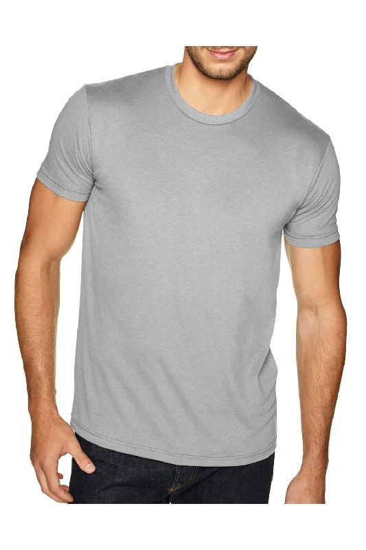 Next Level Mens Sueded Jersey Short Sleeve Crewneck T-Shirt - Light Grey