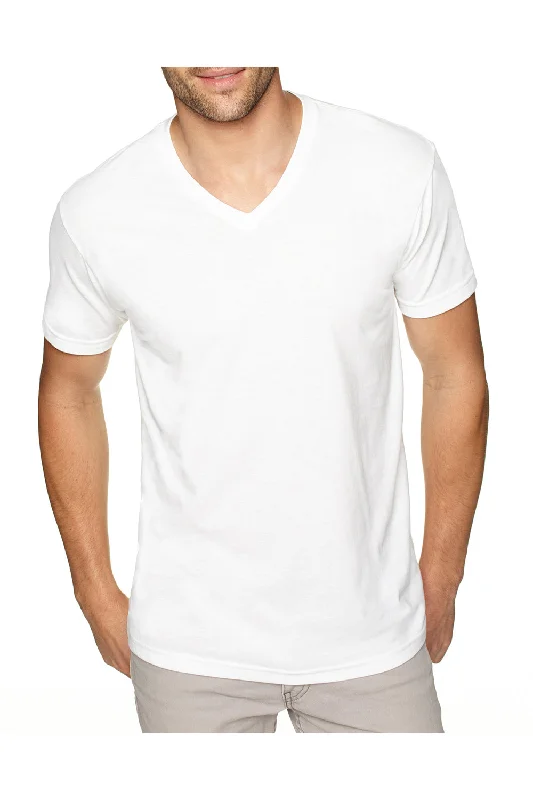 Next Level Mens Sueded Jersey Short Sleeve V-Neck T-Shirt - White