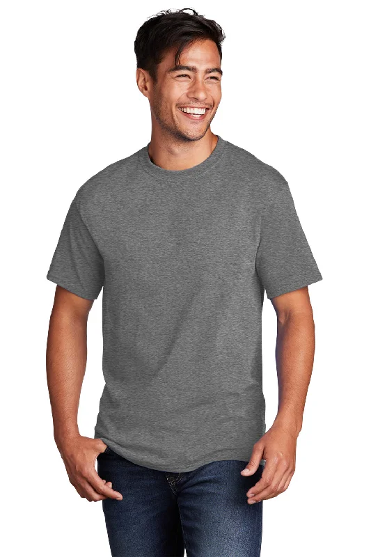 Port & Company Mens Core Short Sleeve Crewneck T-Shirt - Heather Graphite Grey