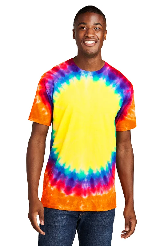 Port & Company Mens Tie-Dye Short Sleeve Crewneck T-Shirt - Rainbow