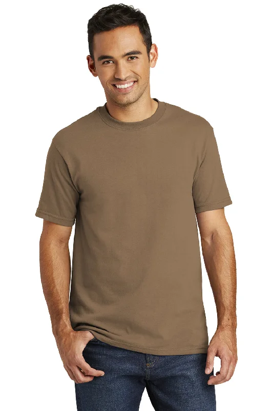 Port & Company Mens USA Made Short Sleeve Crewneck T-Shirt - Woodland Brown - Closeout