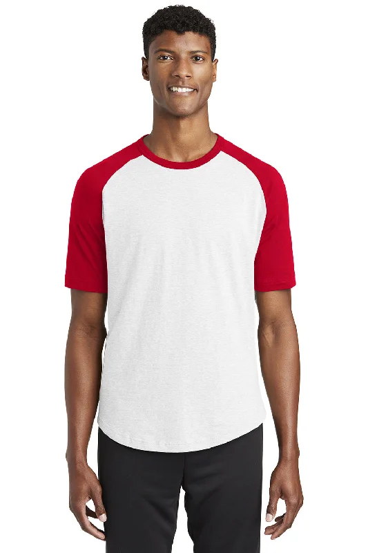 Sport-Tek Mens Short Sleeve Crewneck T-Shirt - White/Red