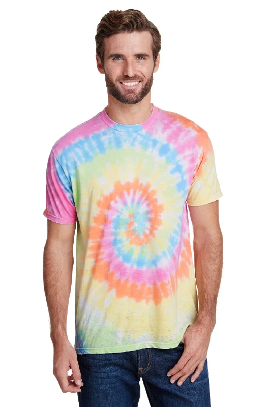 Tie-Dye Mens Burnout Festival Short Sleeve Crewneck T-Shirt - Pastel