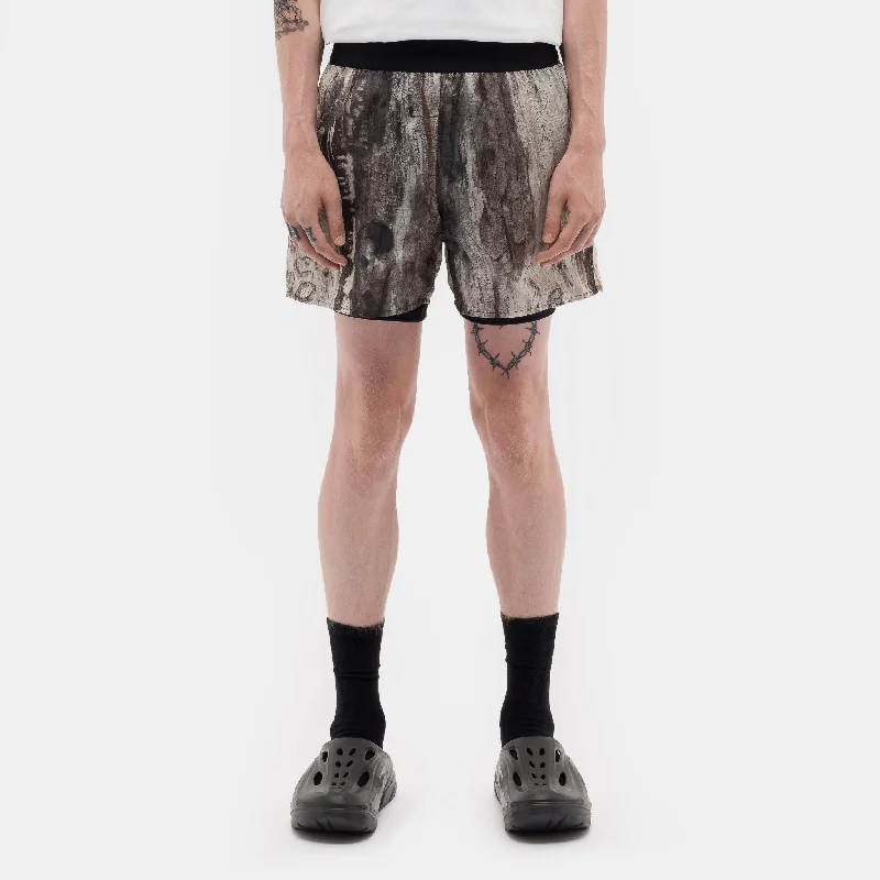 2-In-1 Nylon Running Short in Tree Bark Camo