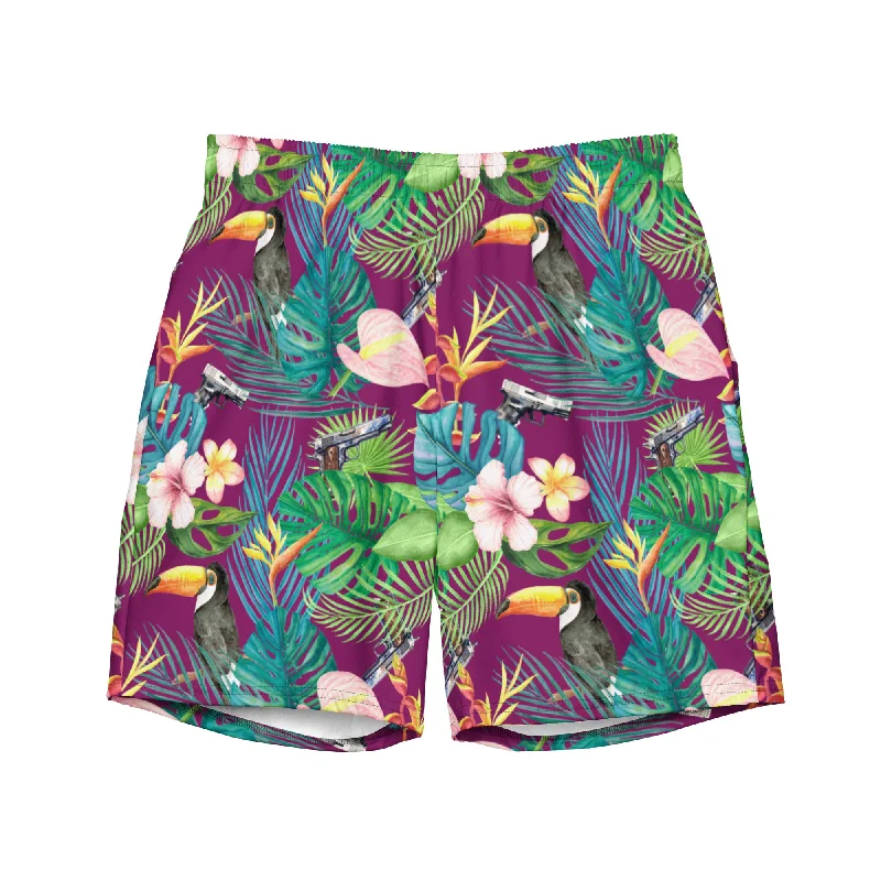 Hibiscus Bang Bang Sunset Hawaiian Men's swim trunks