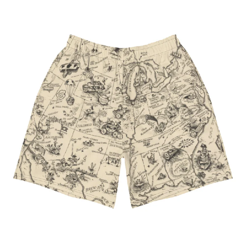 Vintage Bootlegger Map Men's Athletic Long Shorts